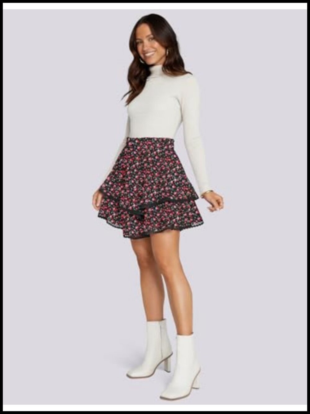 Women's High Waist Pleated Ruffle Tiered Skorts Flowy Athletic Golf Shorts - Picture 3 of 6